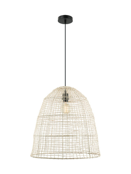 Zambelis Lights Μοντέρνο Κρεμαστό Φωτιστικό Μονόφωτο Πλέγμα με Ντουί E27 σε Λευκό Χρώμα 20230